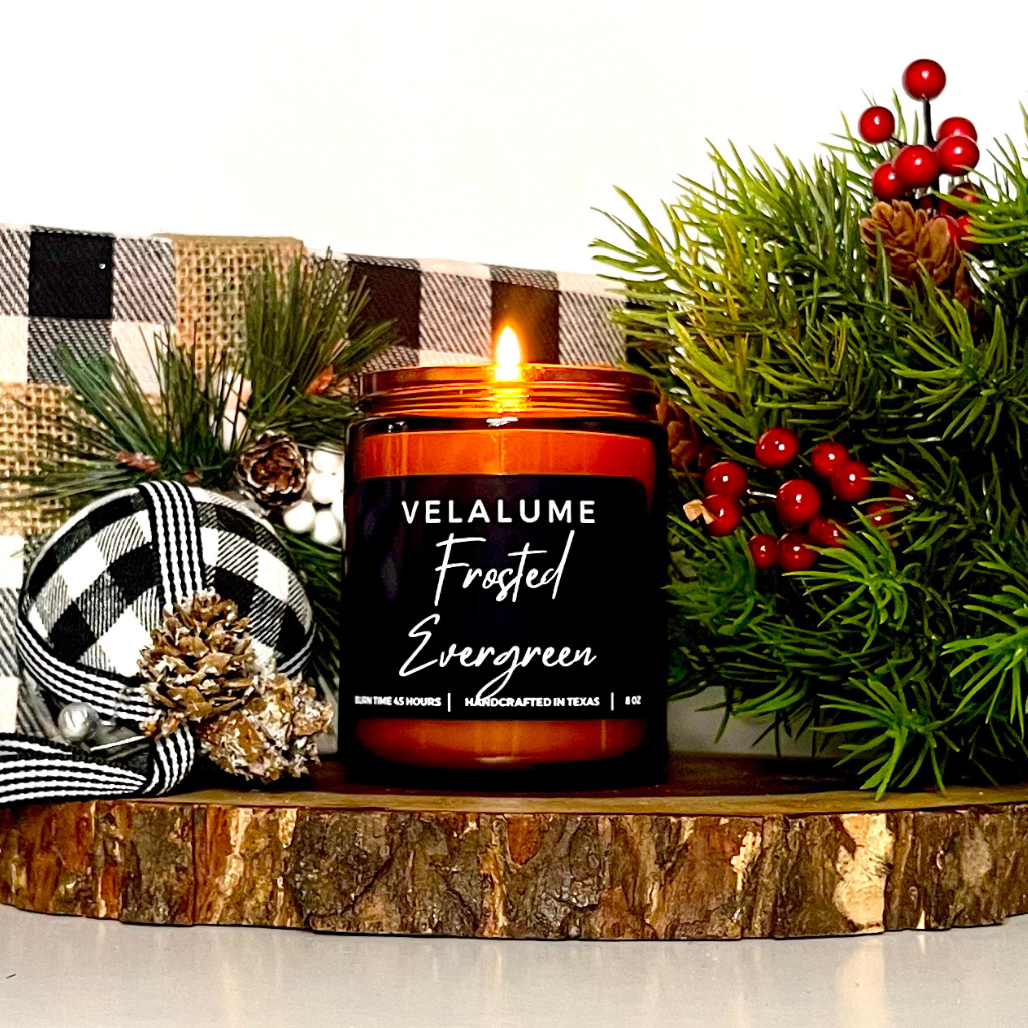 Frosted Evergreen Candle