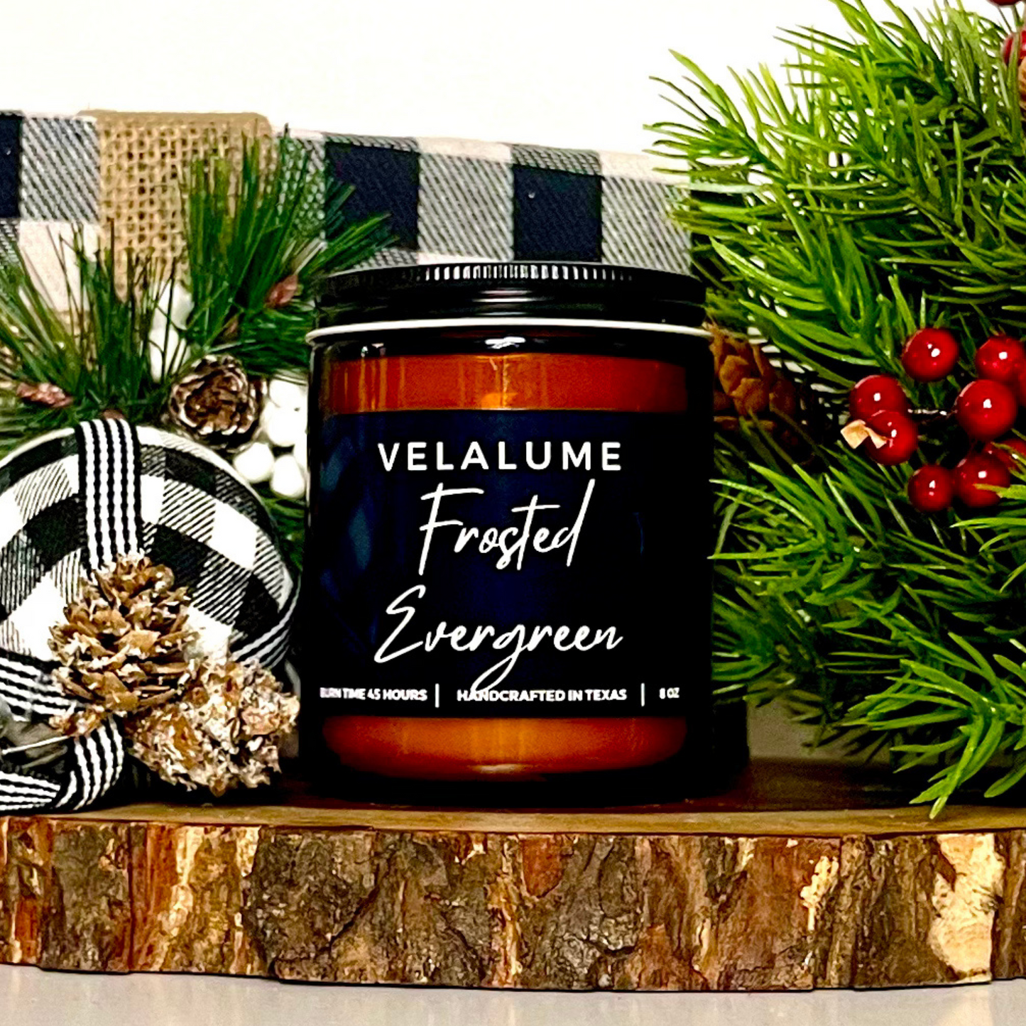 Frosted Evergreen Candle